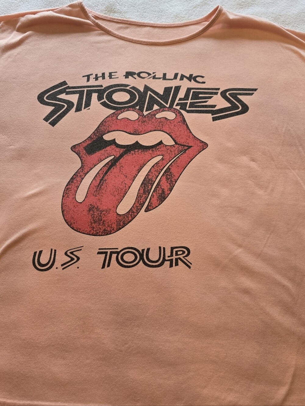 The Rolling Stones Coral Pink Graphic Tee with Tongue Logo